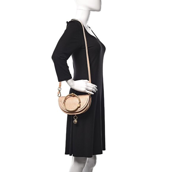 Chloe Calfskin Lizard Embossed Nile Bracelet Minaudiere Bag Pink - Picture 2 of 6